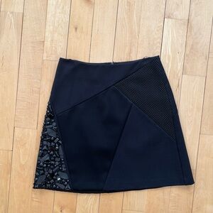 Dkny Black Asymmetrical Embellished Mini Skirt